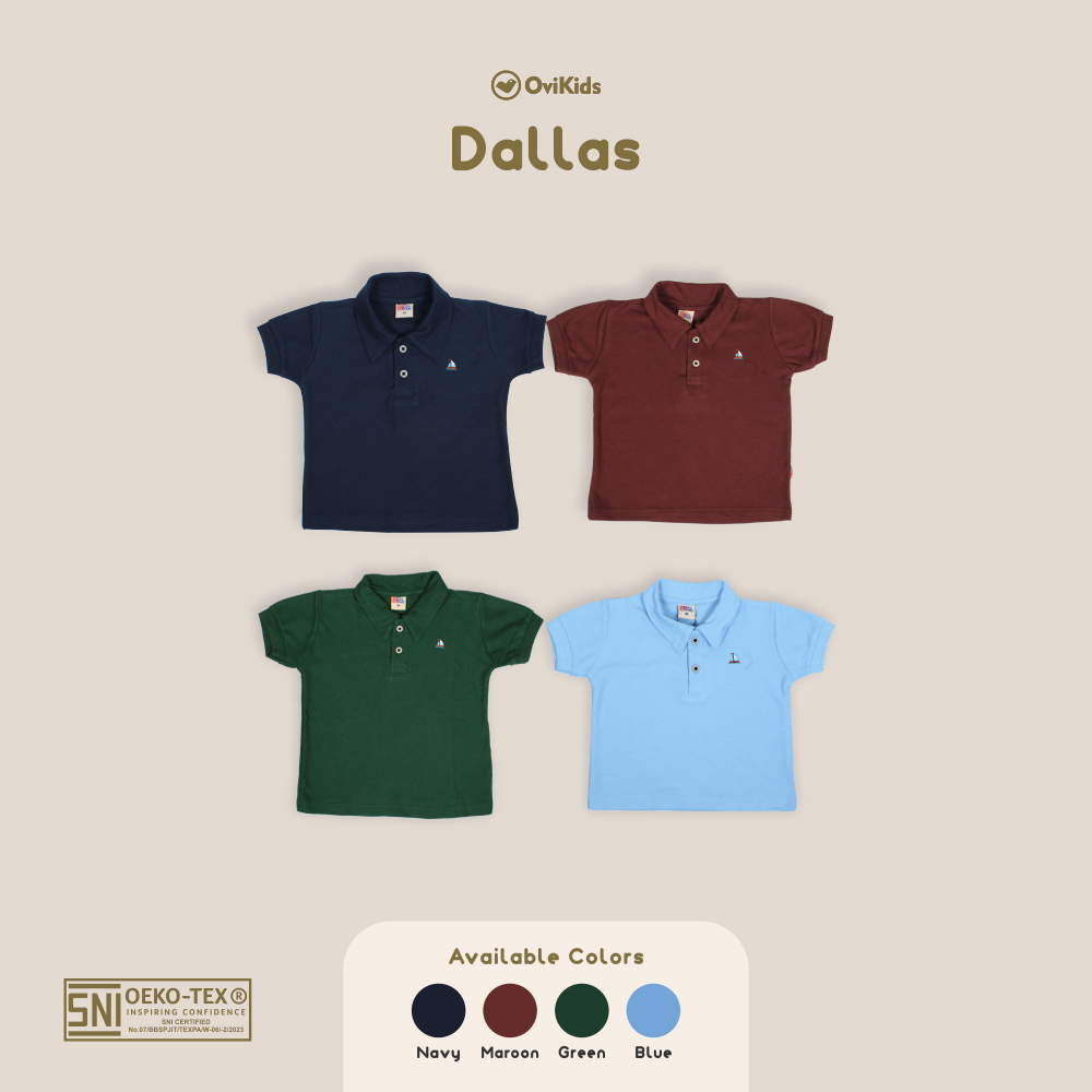 DALLAS-Kaos Anak Laki laki Perempuan (2-8/9 Tahun) KAOS POLO ANAK BAJU ATASAN ANAK OVIKIDS