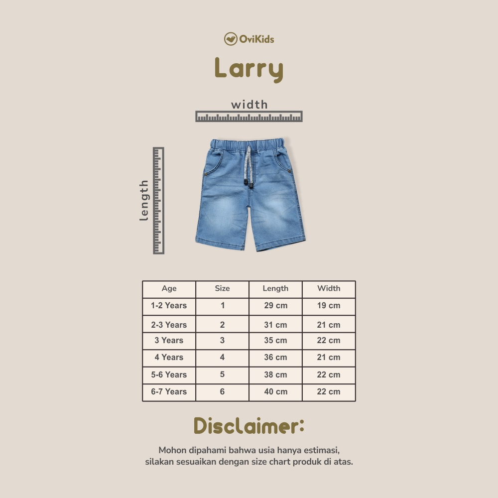 LARRY Comfy Jeans-Celana Pendek Anak Jeans Pendek | LENNON CELANA JEANS PENDEK ANAK (1-8 Tahun) OVIKIDS