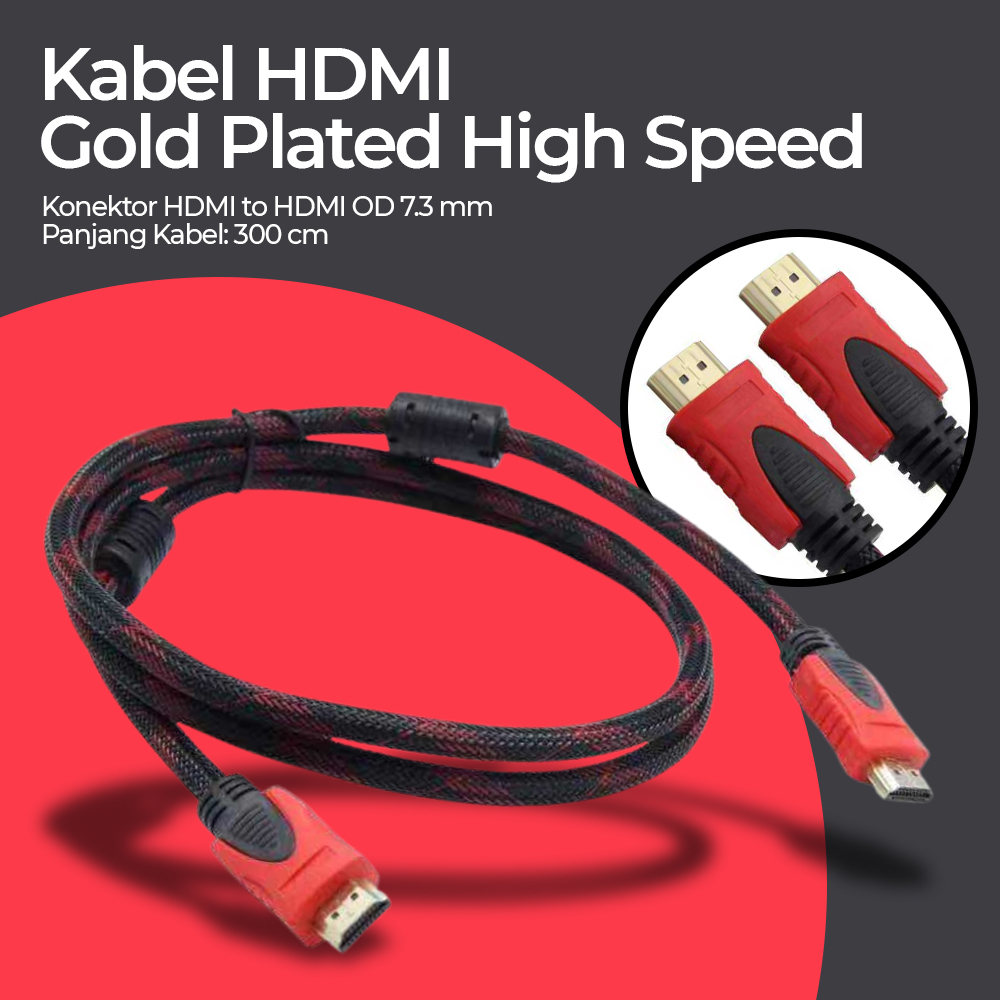 Kabel HDMI Gold Plated High Speed Full HD Panjang 3 Meter