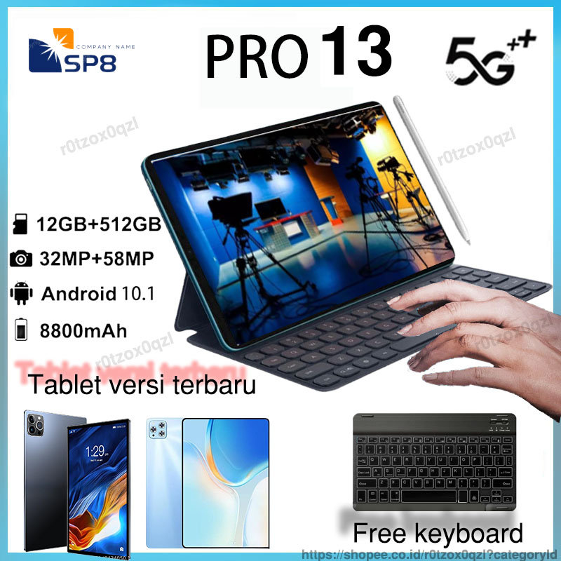 Tablet versi terbaru Tablet Murah 5G Baru Galaxy Pro13 Tab 10.1inch RAM 12GB+512GB ROM Tablet baru Tablet Pembelajaran Tablet Android laris manis SIM WIFI Tablet PC Asli Baru