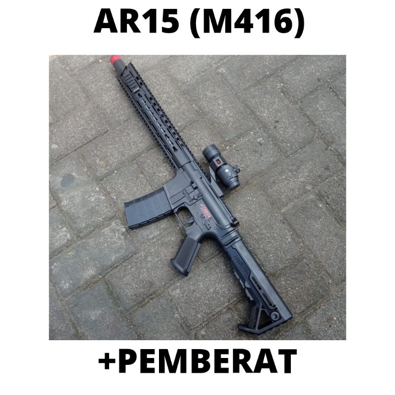 +PEMBERAT MAINAN AR15(M416) REPAINT FULL BLACK STANDAR SNI