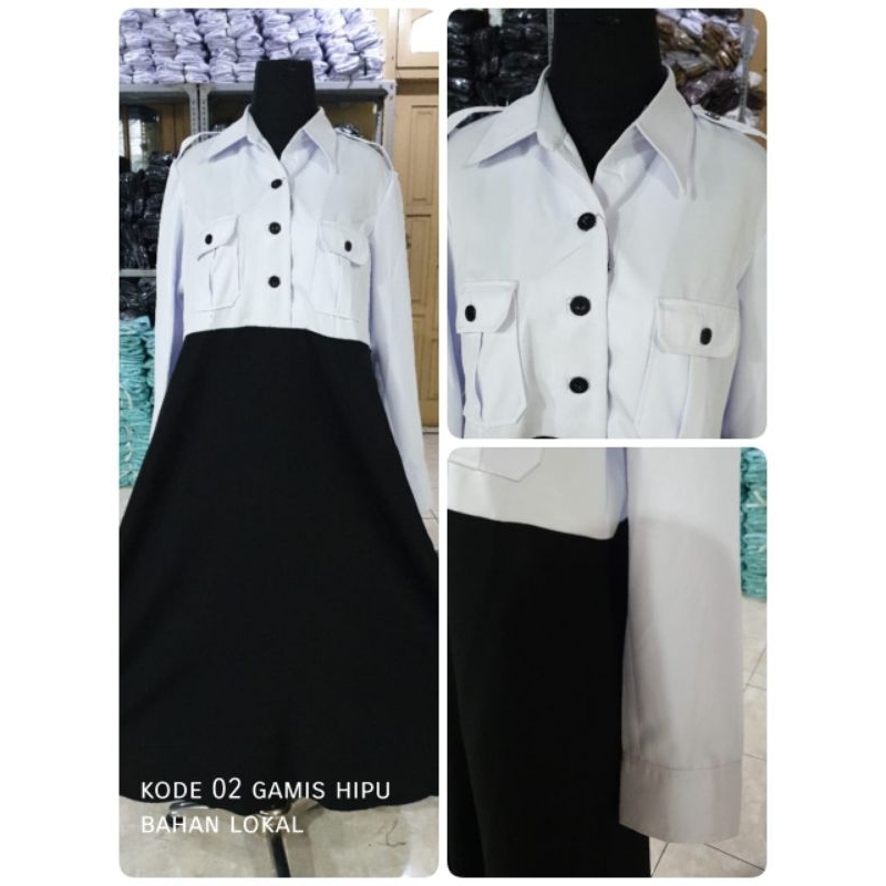 Gamis hitam putih seragam Pns Dinas gamis Hipu