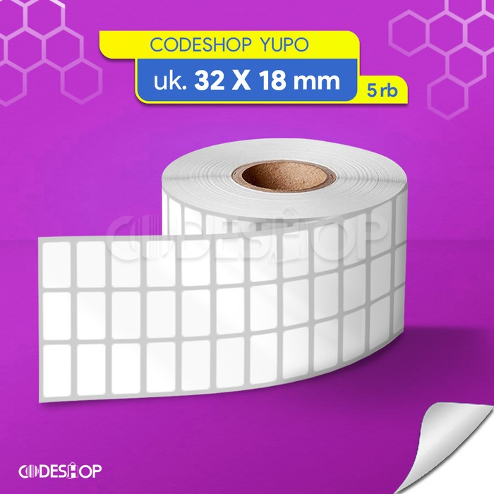

Label Yupo 32x18 mm Isi 5000 Core 1" Stiker Printer TSC Postek