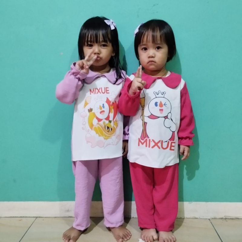 MIXUE Baju Setelan Anak BLOUSE Crinkle Airflow Viral Bahan Crinkle Premium