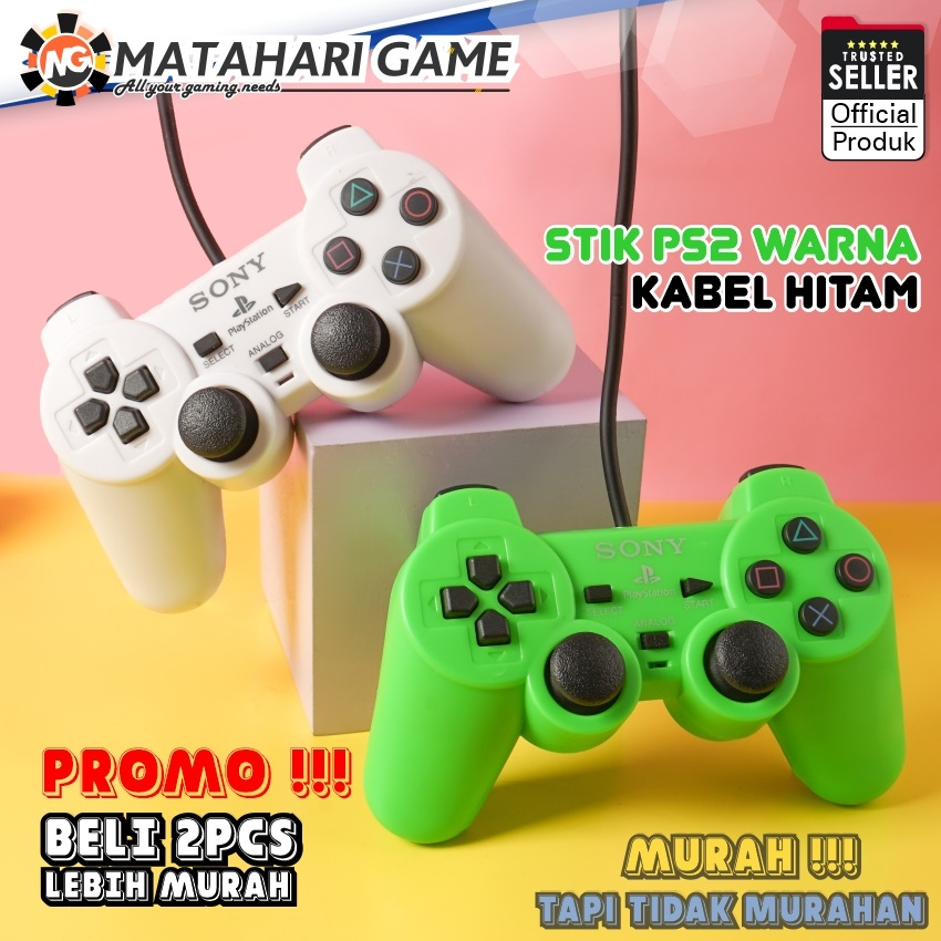 Sale 2PCS Stick Stik PS2 Playstation 2 Sony Warna Hijau / Getar