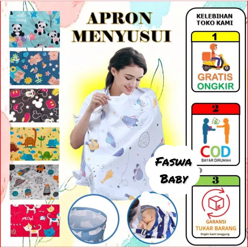 Apron Menyusui Bayi Penutup Menyusui Bayi Celemek Menyusui Nurshing Cover Bahan Katun COD