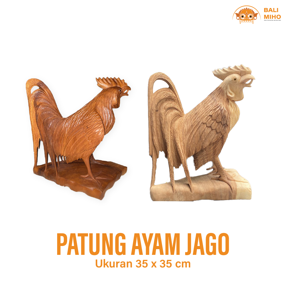 Patung Ayam Jago 35 cm - Patung Ayam Jantan - Patung Siap - Patung Ayam Kampung - Patung Ayam Bali -