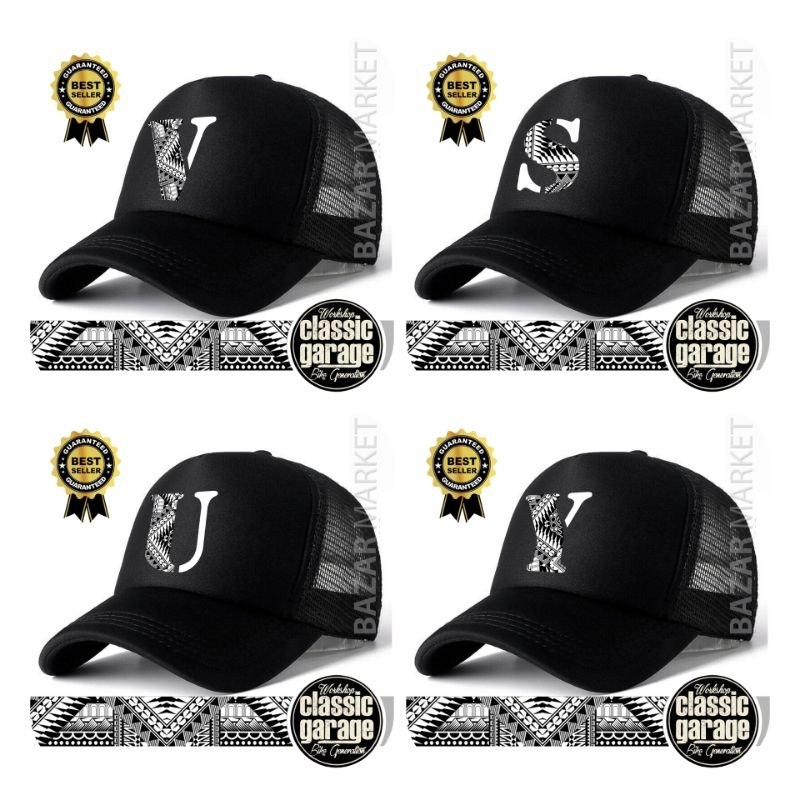 topi trucker Inisial Nama Motif Batik Jawa Huruf A B C D E F G H I J K L M N O P Q R S T U V W X Y Z
