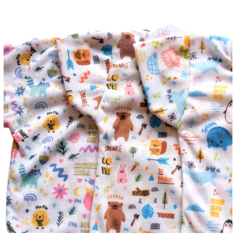 Kaos Oblong Bayi Setali Harian Putih Full Print KARTUN Motif random 0-10 Bulan