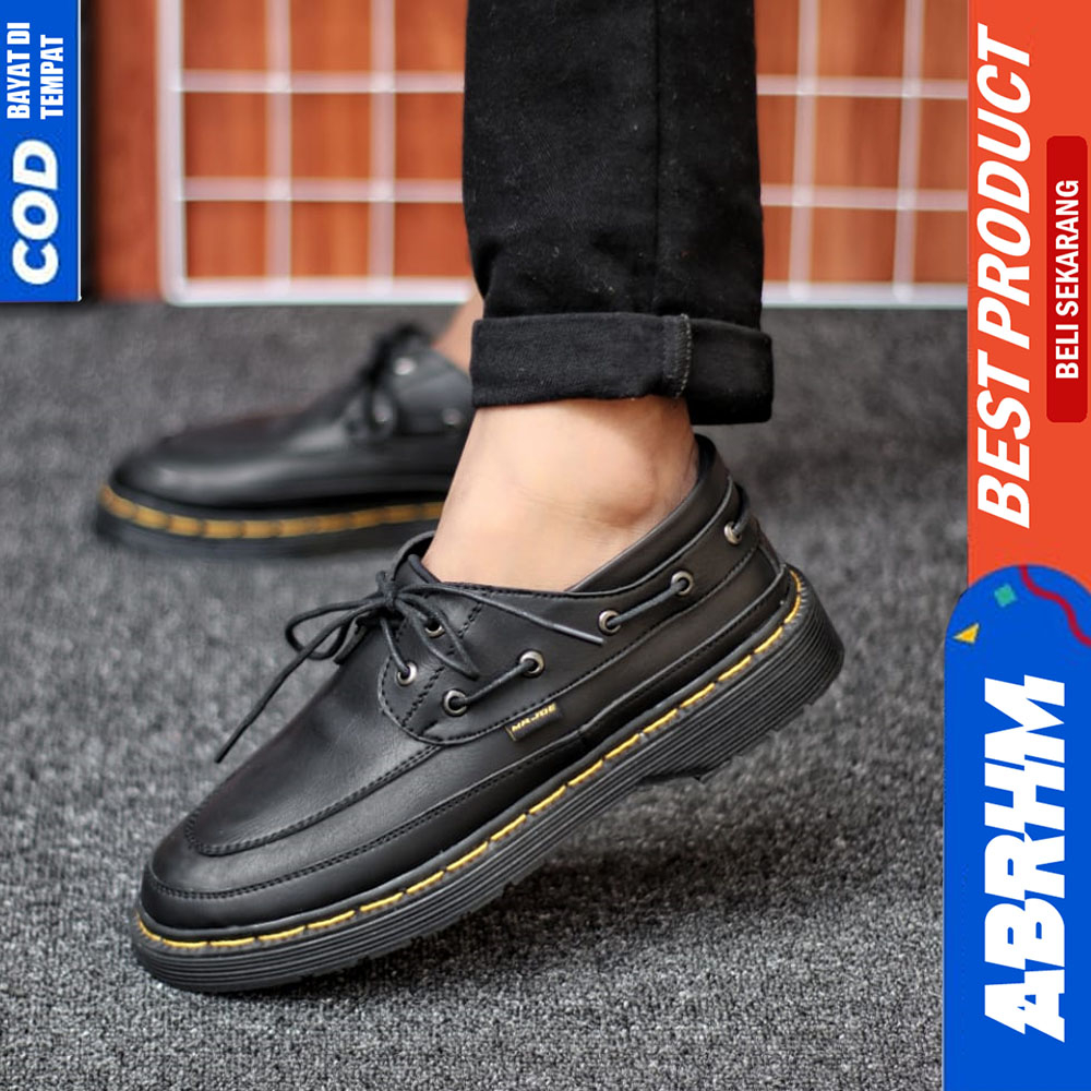 ABRHM Sepatu Formal Pantofel Docmart Casual Kulit Kerja Hitam Pria NEZUKO