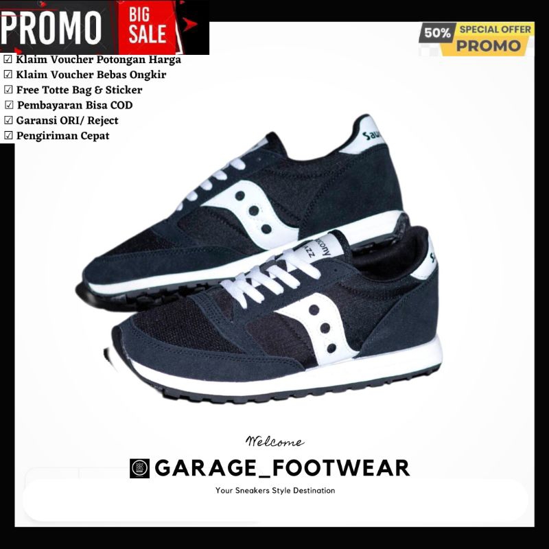 SAUCONY JAZZ VINTAGE BLACK WHITE ORIGINAL BNIB