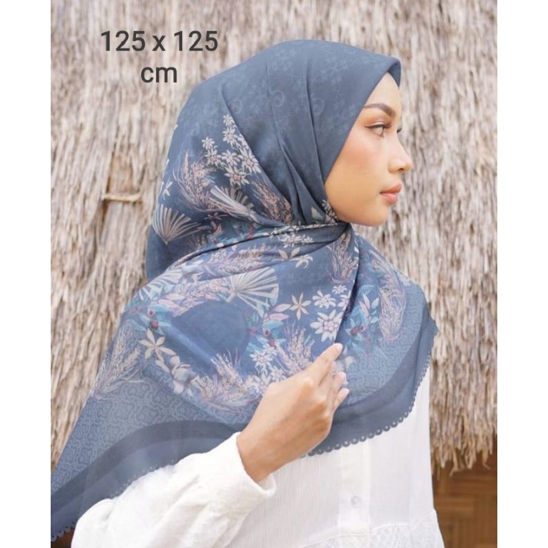 SALE HIJAB / SYARI ARASAA BIRU DENIM / COD / KERUDUNG VOAL MOTIF / SEGI EMPAT VOAL / JILBAB TERBARU 