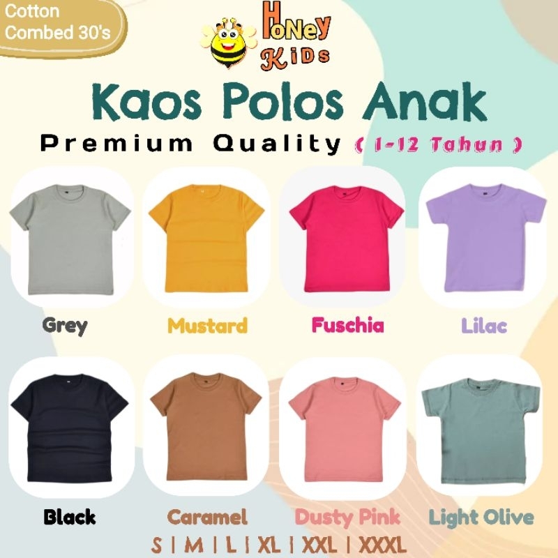 Kaos Polos Anak Unisex || Kaos Anak Laki-Laki Perempuan Usia 1-12 Tahun