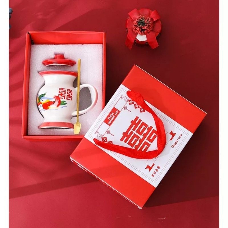 Mandarin Duck Cup A / Gelas Mug Pot Keramik Hampers Chinese Unik Mewah/