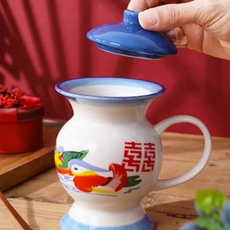 Mandarin Duck Cup A / Gelas Mug Pot Keramik Hampers Chinese Unik Mewah/