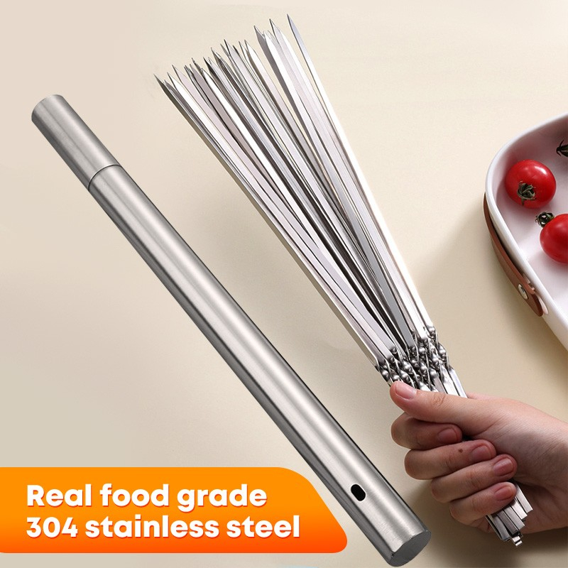 Tabung Tempat Menyimpan Tusuk Sate BBQ Stainless Steel 35cm