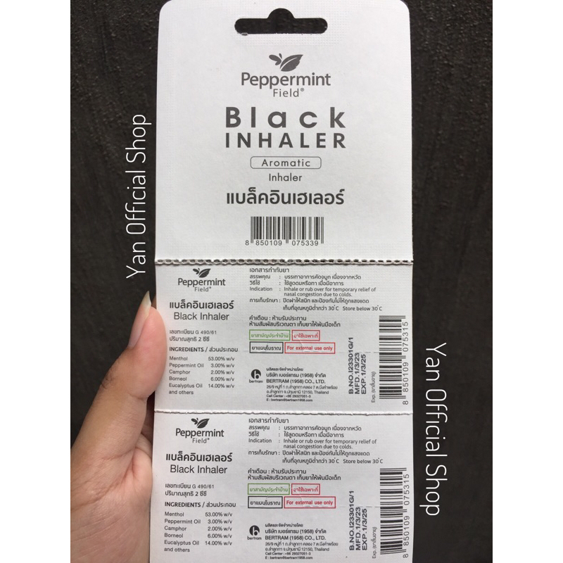 Peppermint Field Black Inhaler 2 in 1 - Original Thailand