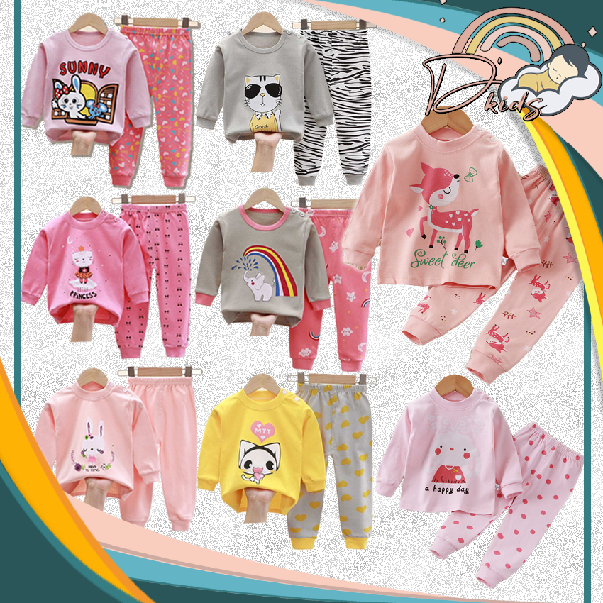 ❤️ 𝐃𝐤𝐢𝐝𝐬 ❤️ BJ001 COD Baju Lengan Panjang Premium Anak Bayi Piyama Jumper Jumpsuit Celana Tidur Fashion Setelan Anak Baju Pijama COD