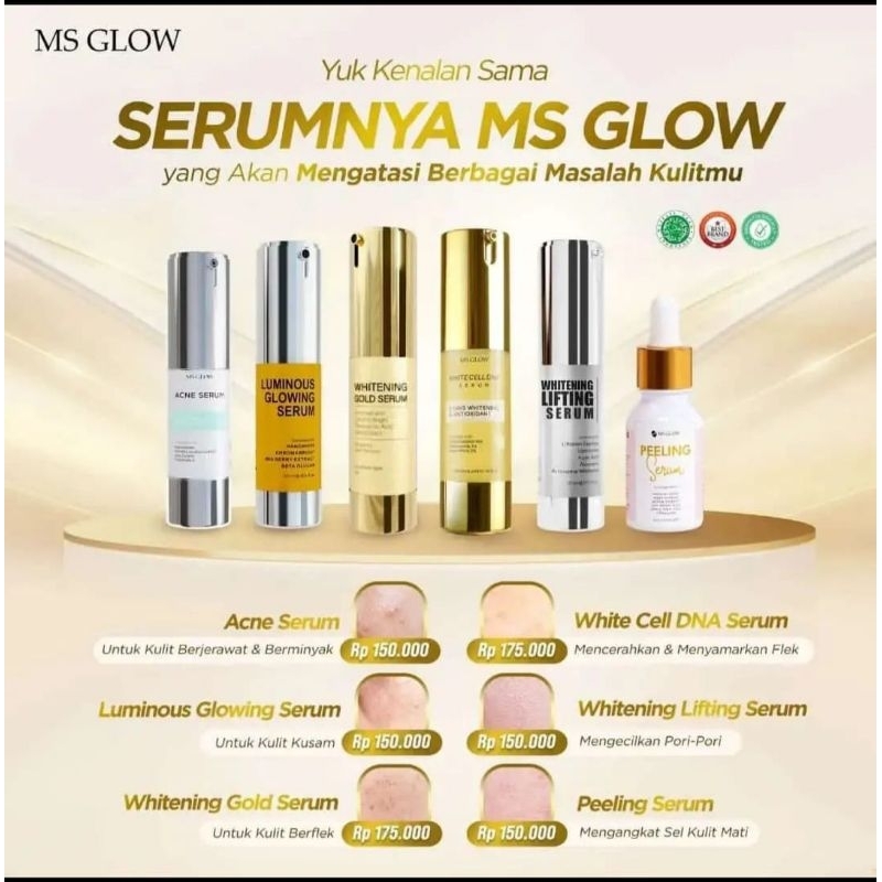 SCAN BARCODE ASLI SERUM WAJAH MS GLOW GOLD LUMINOUS ACNE CELL DNA LIFTING PEELING