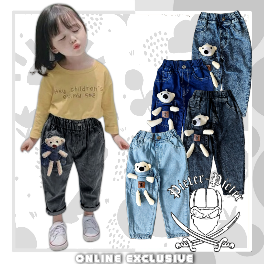 Celana Jeans Anak Cewek Mishel Model Saku Boneka usia 1-13th