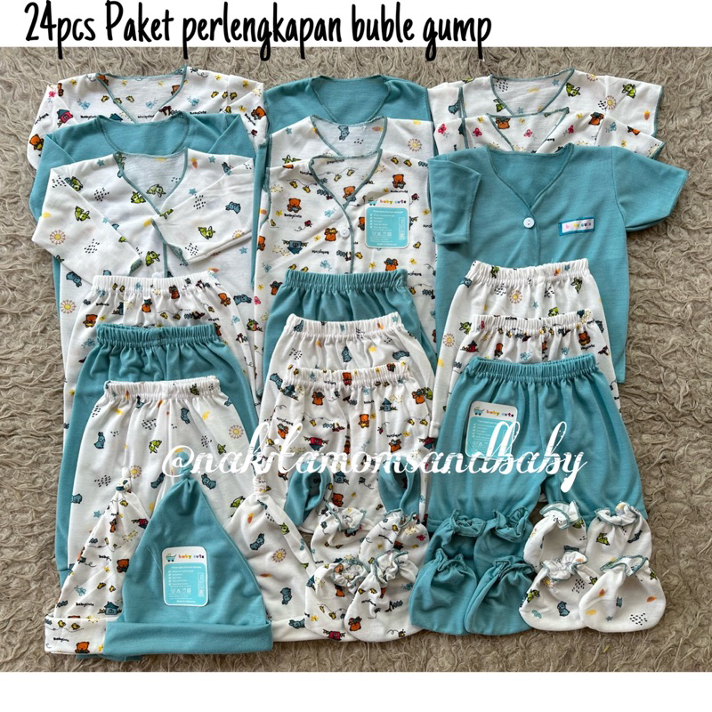 50pcs Paket Baju Bayi romper 3 Celana Bayi ,bedong,handuk,singlet Baru lahir, 3-6 dan 6-12 bulan Komplit Ekonomis buble gump series Promo 9.9