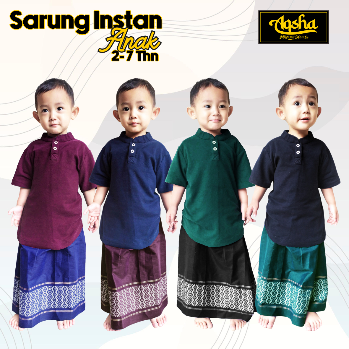 Sarung Anak Instan Praktis Motif Tenun Dobby Usia 2 Tahun - 7 Tahun