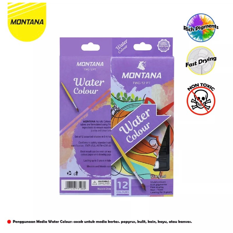 

Montana WaterColor 12 Warna / Cat Air Montana TWC-12 PT / WaterColor Tube