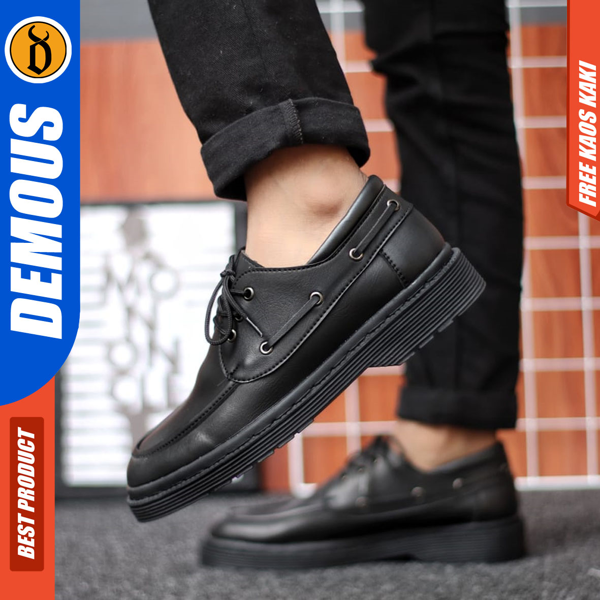 DEMOUS WINTIF - Sepatu Pantofel Kerja Formal Casual Hitam Pria