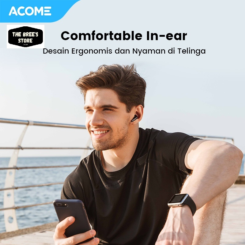 Acome Headset Earphone Bluetooth TWS 5.3 ENC Call Noise Reduction LED Display Garansi Resmi 1 Tahun Quietpods Q2