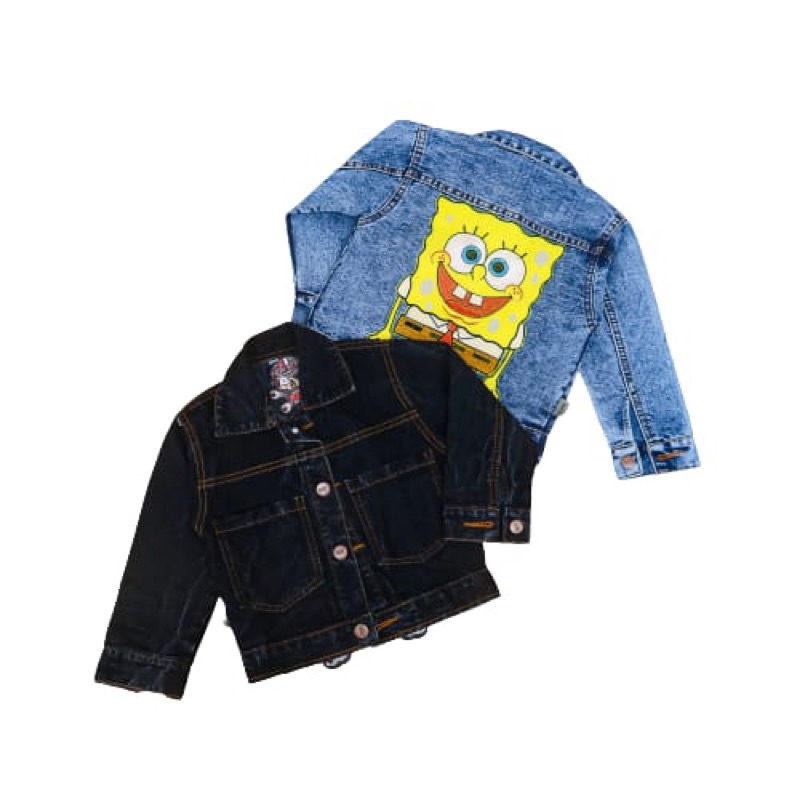 JAKET ANAK LAKI-LAKI//JAKET JEANS VARIASI GAMBAR SPONGEBOB 2-7TAHUN