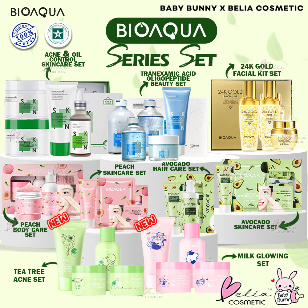 ❤ BELIA ❤ BIOAQUA Skincare Set | Body Care Series Set | Hair Care Series Set | Skin Care | Avocado | Peach | SKIN Acne Care &amp; Oil | Tranexamic Acid Oligopeptide Beauty Set | BOX Set | BPOM