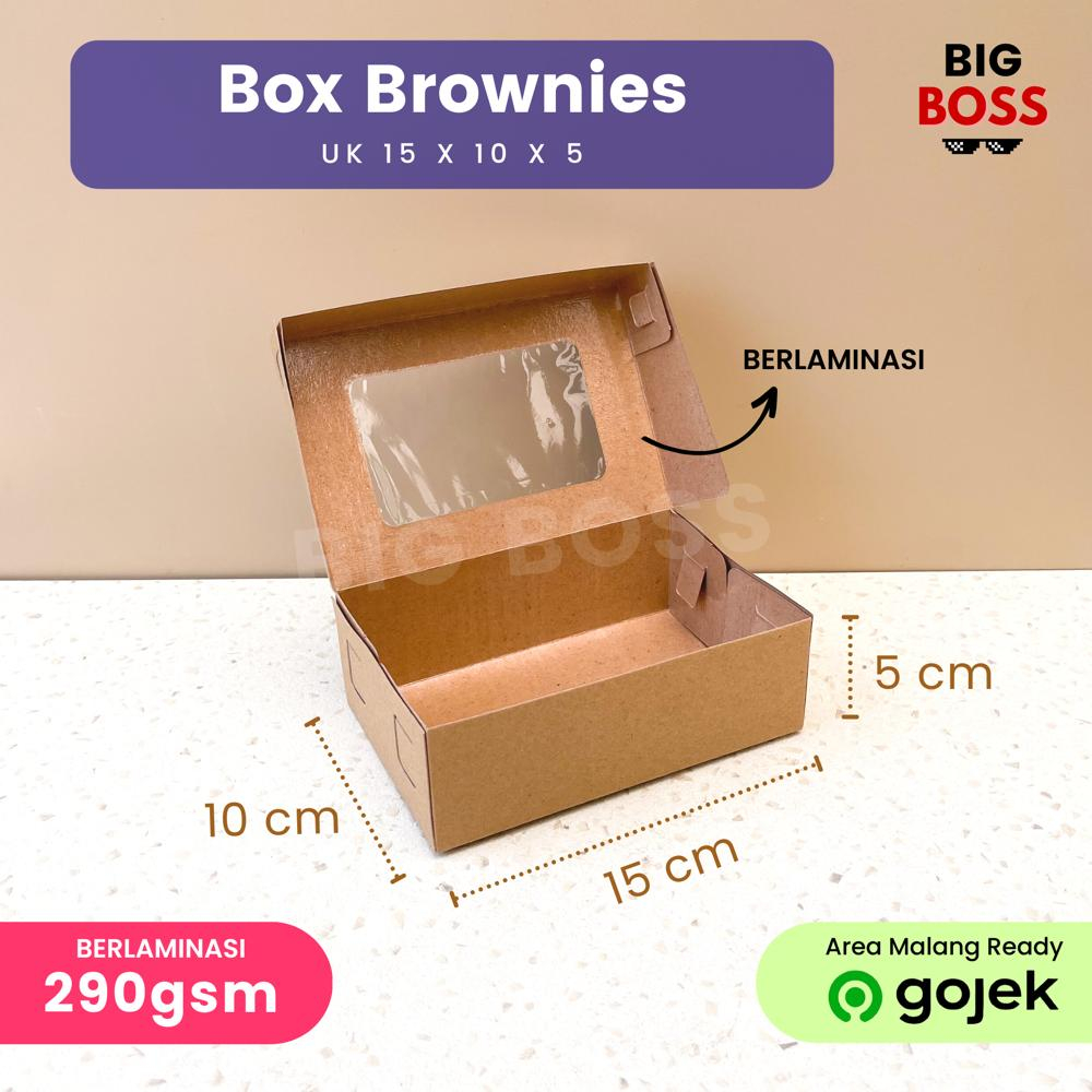 Box Kotak Brownies 15x10x5 Coklat Laminasi / Dus Kue Spikoe Donat Bolu Gulung / Dus Cookies