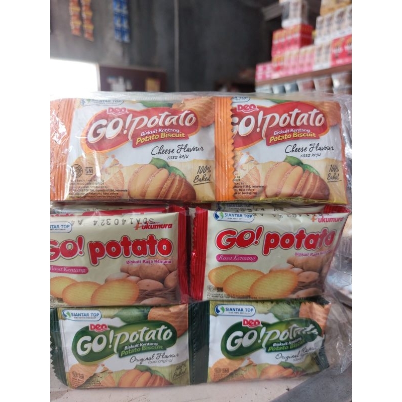 

Go Potato Biskuit Kentang Rasa Original Keju Siantar Top Rentengan Rencengan Isi 20 Sachet Pcs 8 Gr