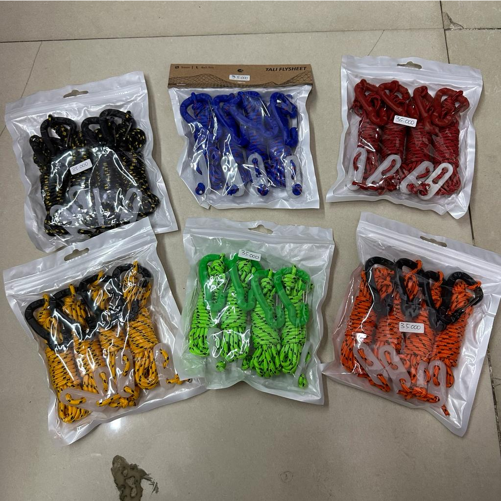 Tali Flysheet Tenda Tali Guyline Carabiner Tali Prusik Tenda Camping Hiking