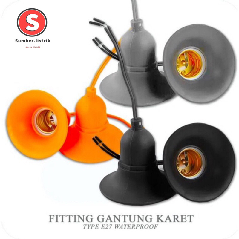 FITTING LAMPU GANTUNG ANTI AIR WATERPROOF OUTDOOR KARET E27 COCOK UNTUK CAFE FITTING KARET