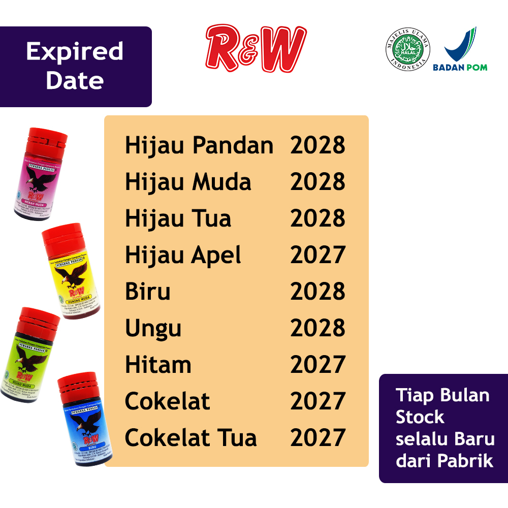 Pewarna Makanan Minuman Kue Rajawali R&amp;W RW 12,5 ml 1 Lusin