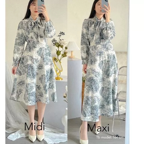 DRESS KOREA STYLE/ MIDI  DRESS/ KOREAN DRESS/BAJU KOREA/MIDI KOREA