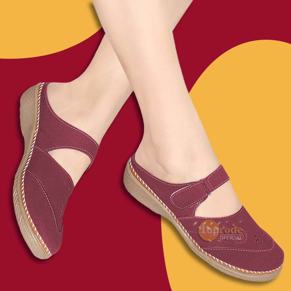 SANDAL SEPATU SLIP ON FLAT KARET TERBARU KEKINIAN TALI CASUAL SANTAI SELOP MURAH WANITA SLOP  TC16X