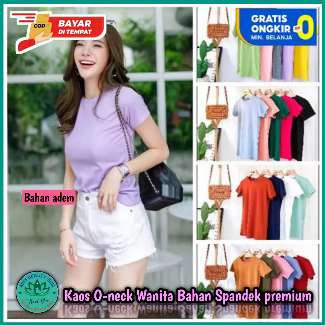 IWD Kaos Oneck Wanita Polos Basic Tshirt Oblong Lengan Pendek Premium OS2829 Lokal No Import Terlari