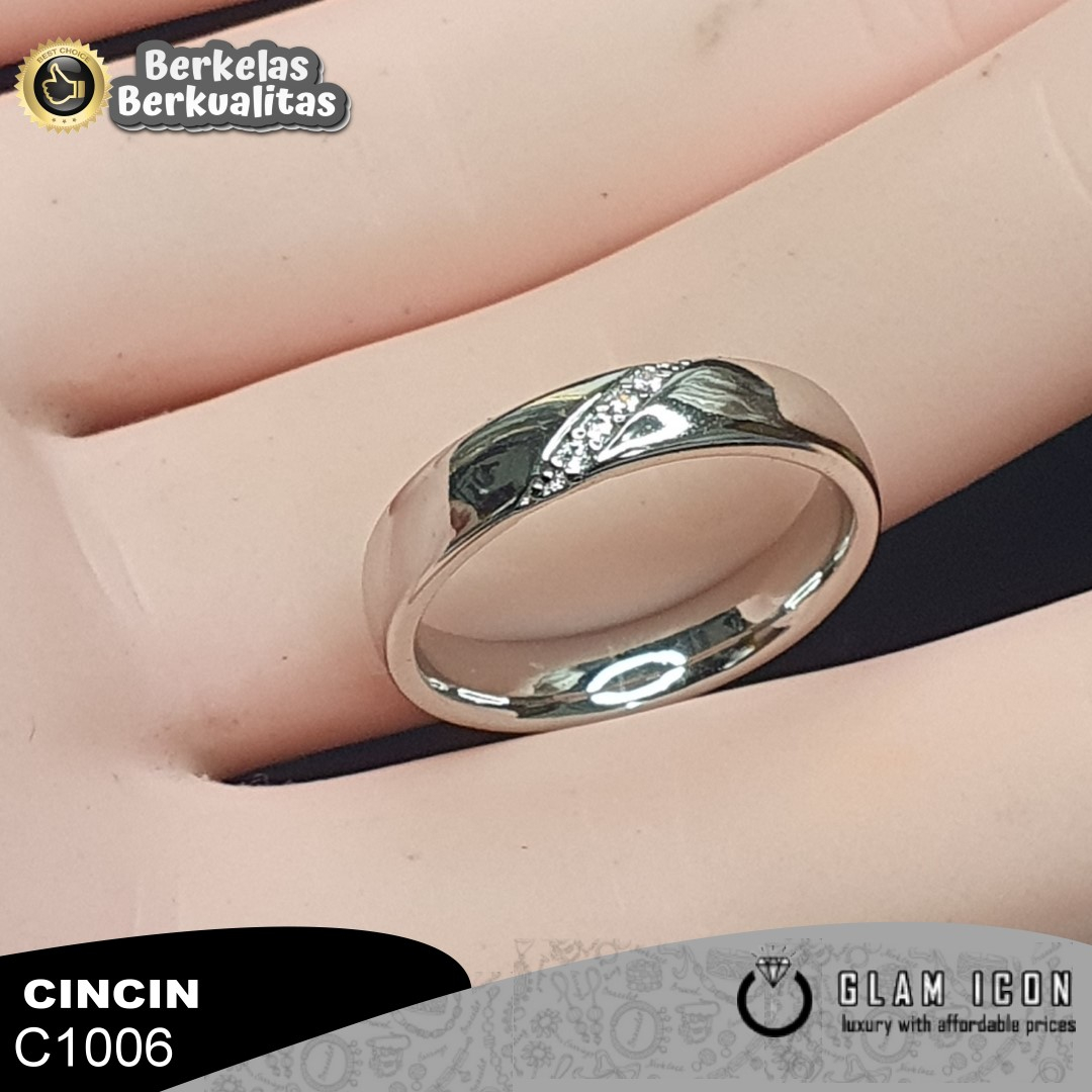 Cincin Couple simple mata baris silang C1006 CCS