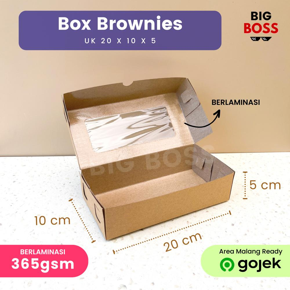 Dus Kotak Brownies 20x10x5 Coklat Laminasi / Dus Kue Spikoe Donat Bolu Gulung / Dus Cookies