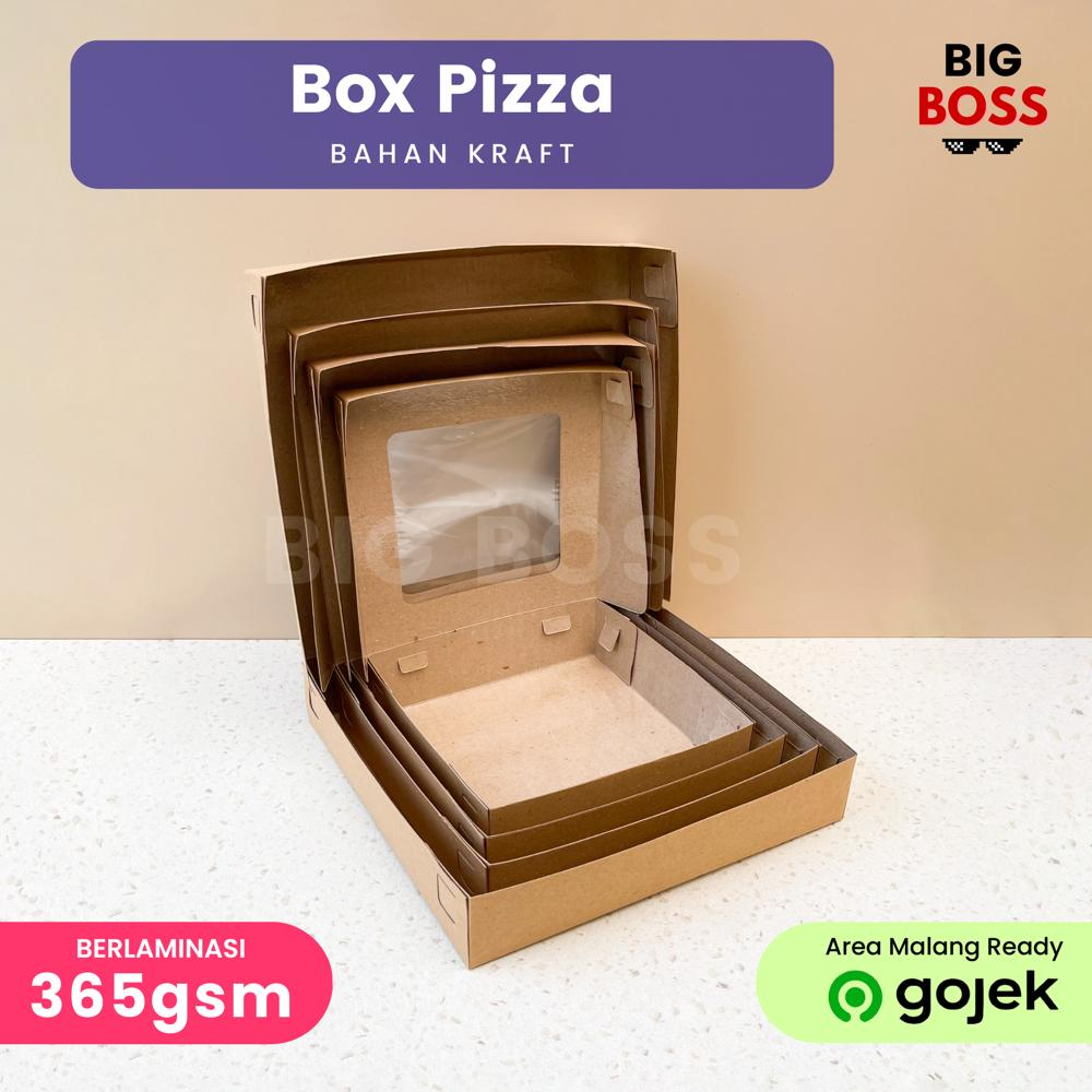 Dus Box Pizza Brownies 25x25x5 Coklat Laminasi / Kotak Cake Kue Roti / Box Puff Pastry Jendela