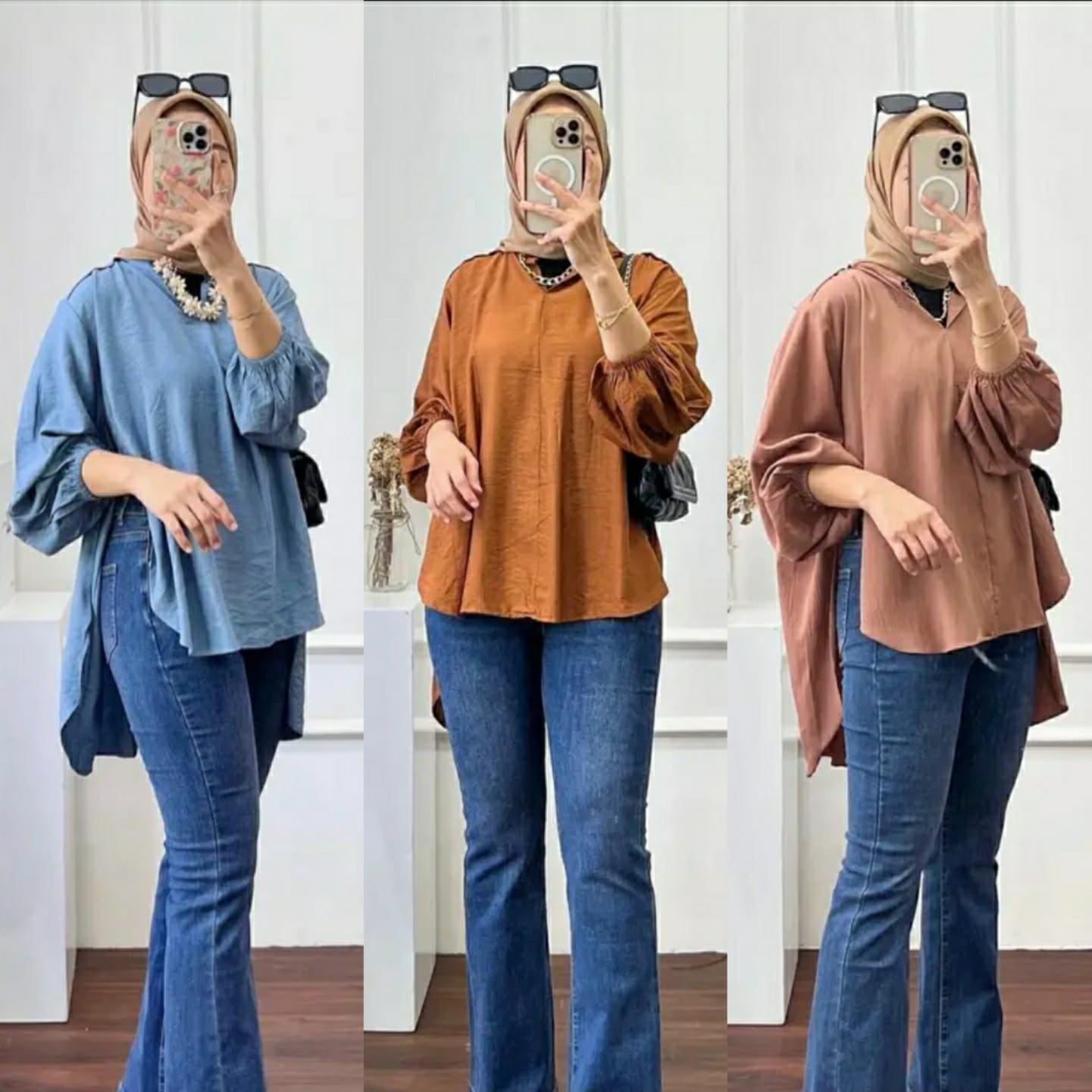 Berlin Blouse Outer Crinkle Airflow Atasan Wanita Belah Kemeja Korean Style Kekinian Outfit Wanita Terbaru