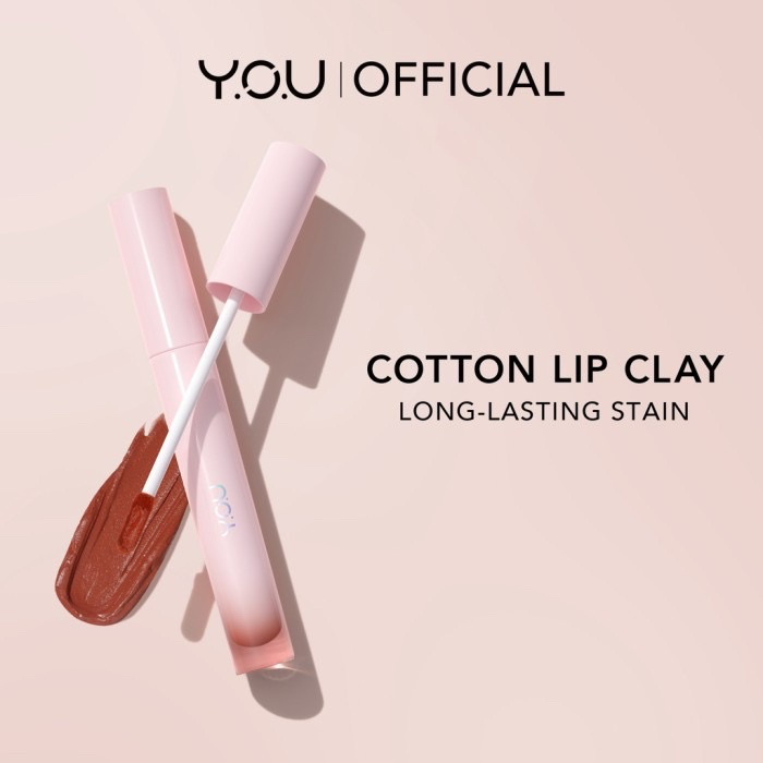 YOU Simplicity Cotton Lip Clay Indonesia / Lip Stain 3.3g / Velvet Matte Finish Long Lasting Stain &amp; Hydrating Moisturizing / Soft Blurring Mousse Lips Cheek / O047 R966 R956 R858 R855 O146 / Cosmetic Lips Make Up / Y.O.U Series BB Powder Blush Brow Tint