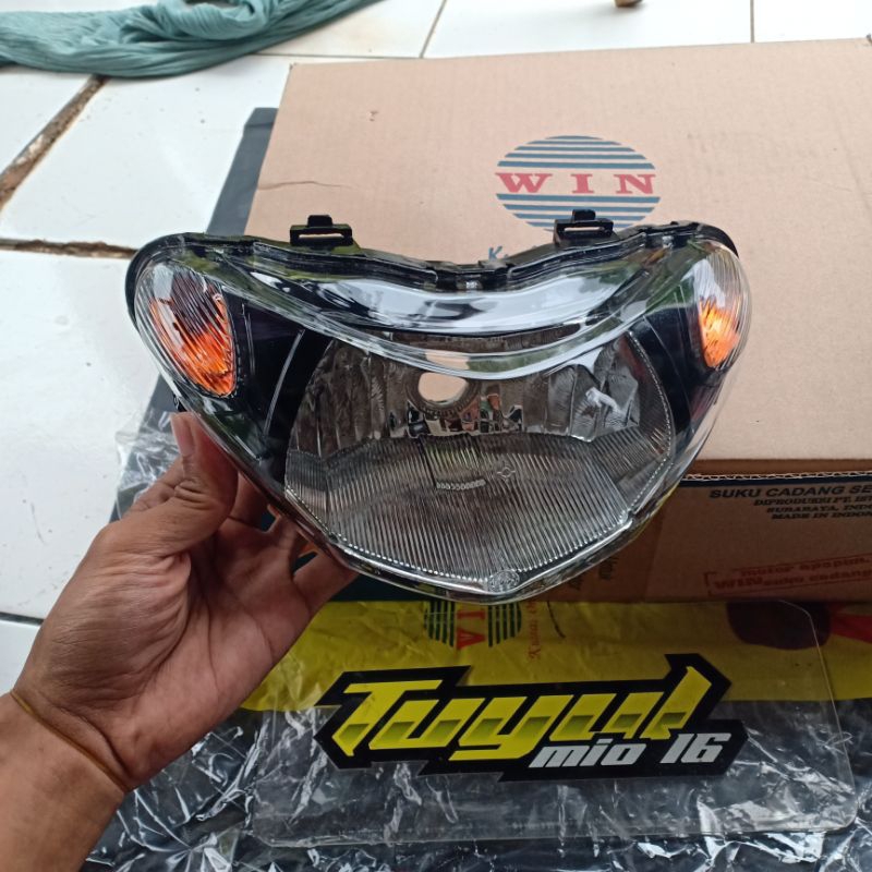 headlamp Mio smile custom smoke Oren bahan merk win finishing good