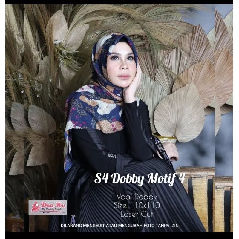HIJAB SEGIEMPAT MOTIF BY DOA IBU BAHAN DOBBY PRINTING PREMIUM
