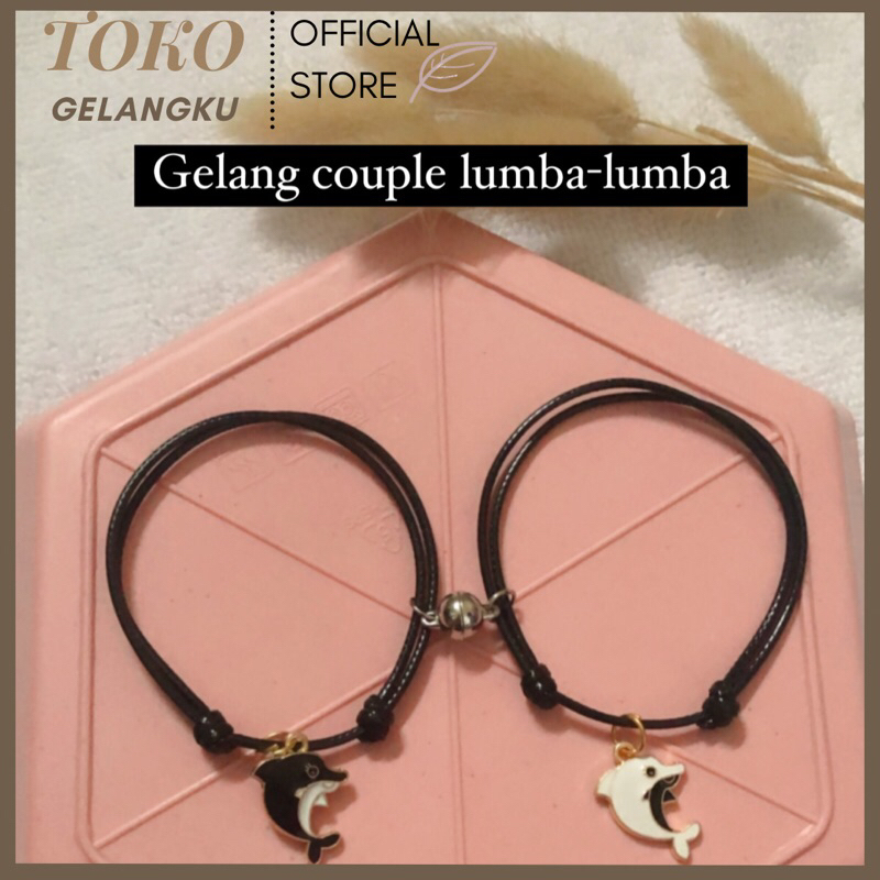 (New) Gelang Couple Lumba Lumba hitam putih / Gelang Tali Waterproof Pria Wanita / Gelang couple magnet kekinian hits