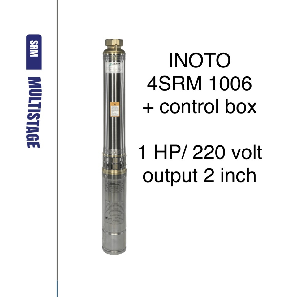 Inoto casing 4" output 2" tenaga 1 hp 220 volt - 1006 Pompa Submersible INOTO Casing Sumur 4 inch - 