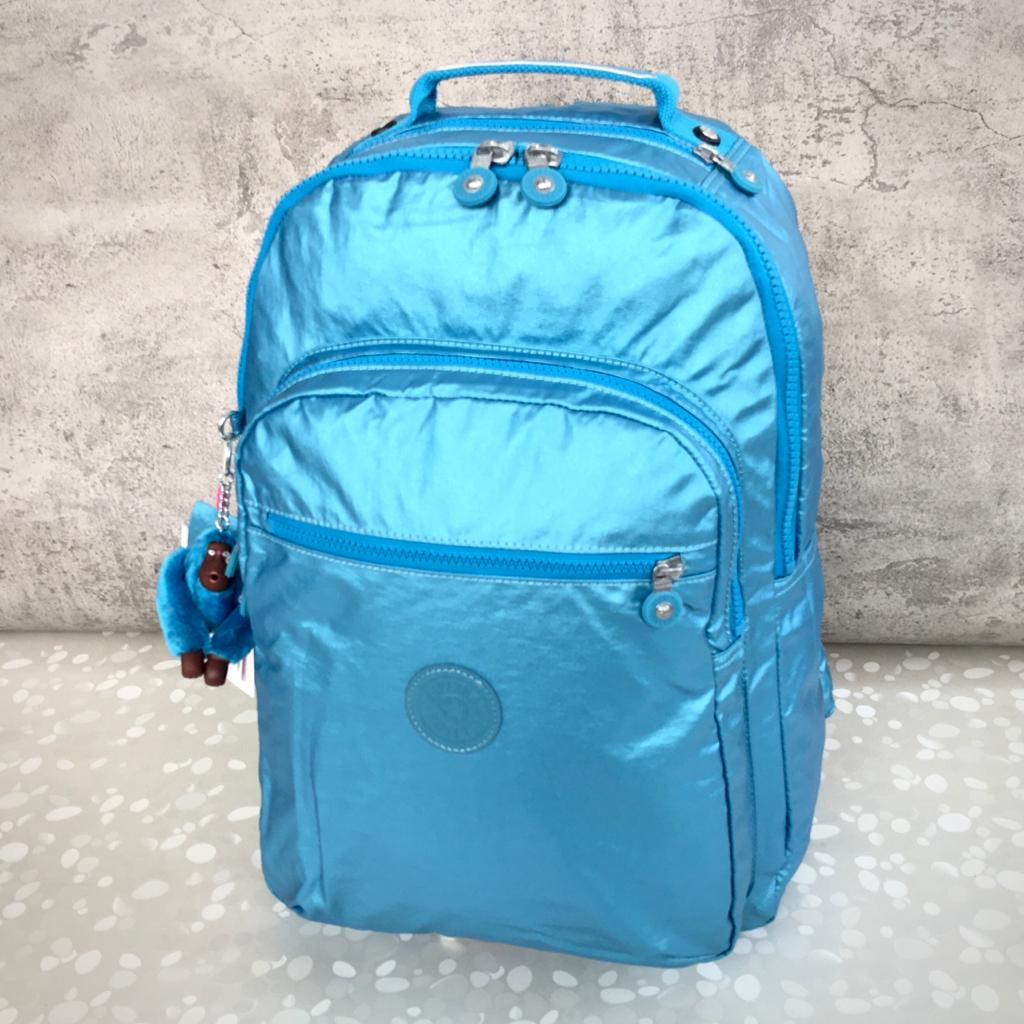 Tas Ransel Kipling Class Seoul Medium Besar Metalik Biru Ori 14 laptop 15 ORIGINAL Anak Sekolah Kuli