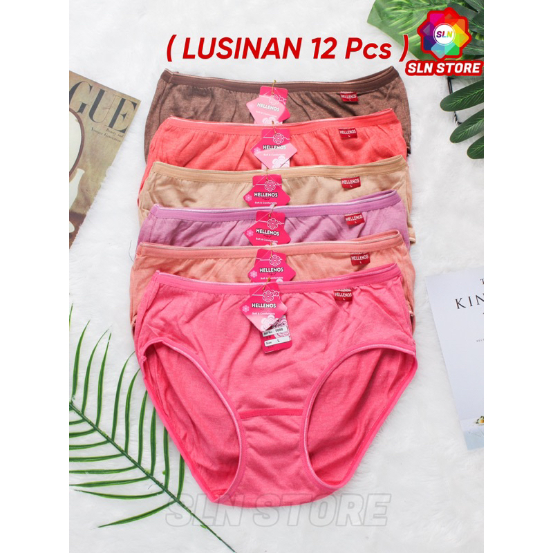 12 Pcs CELANA DALAM WANITA KATUN POLOS PREMIUM CD PEREMPUAN GROSIR LUSINAN